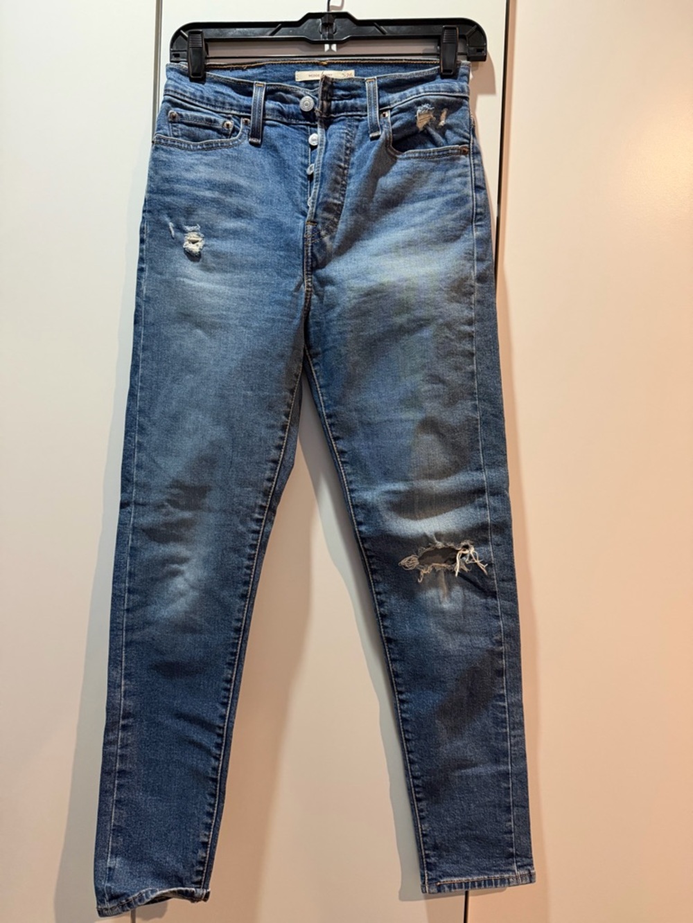 Levi's Blue Denim Jeans with Tan Leather Patch
